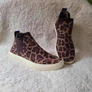 Rothy's The Chelsea Wildcat Bootie High Top Slip On Cheetah Leopard Sneaker